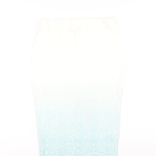 River Island Womens Blue Geometric Viscose Straight & Pencil Skirt Size 12