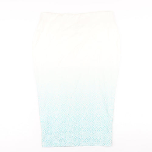 River Island Womens Blue Geometric Viscose Straight & Pencil Skirt Size 12