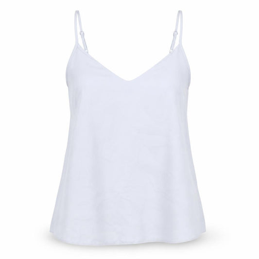 Front view of ASOS women’s blue polyester camisole t-shirt, size UK 8, v-neck