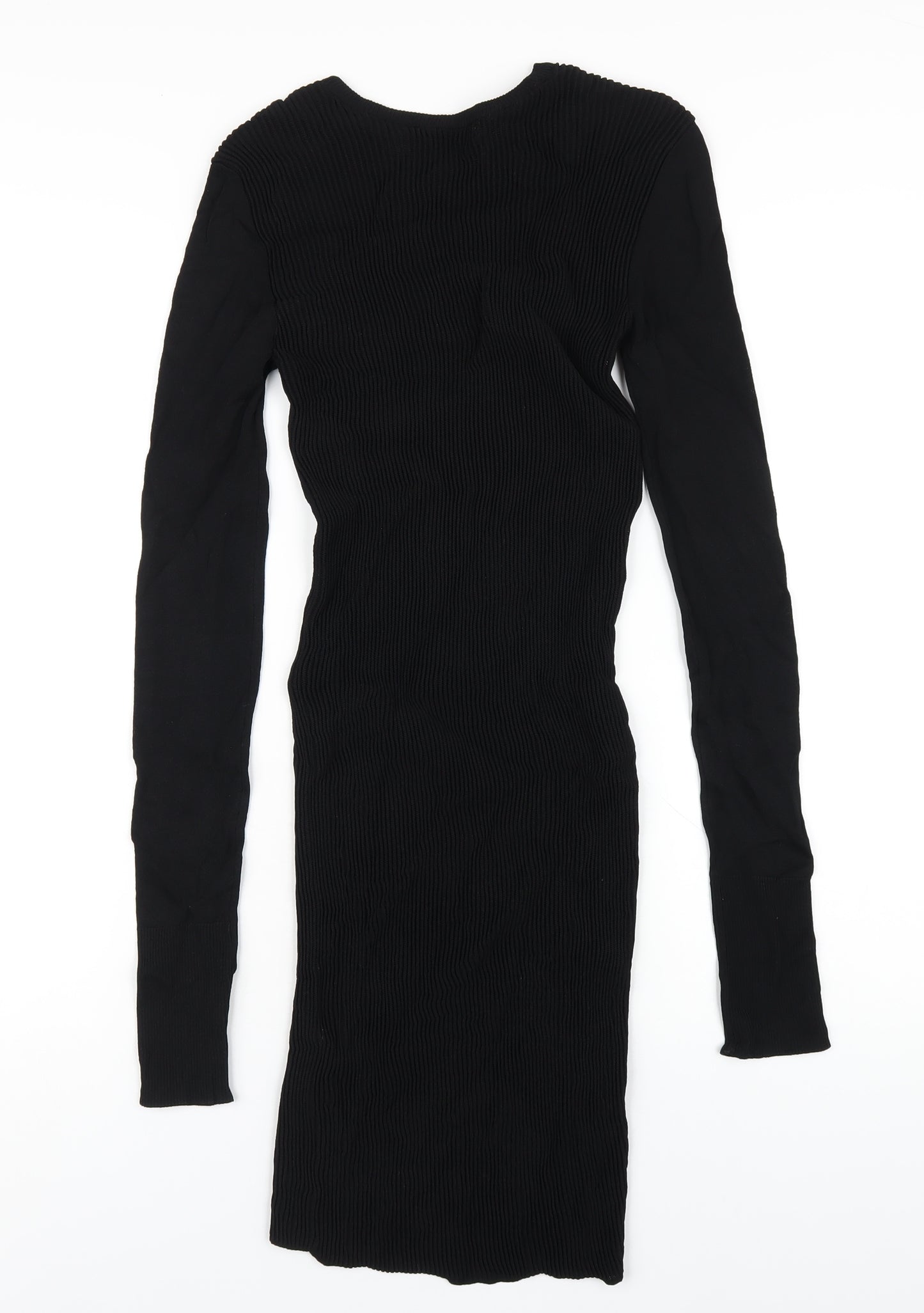Zara Womens Black Polyester Bodycon Size M Round Neck Pullover