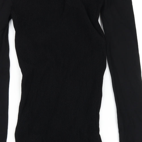 Zara Womens Black Polyester Bodycon Size M Round Neck Pullover