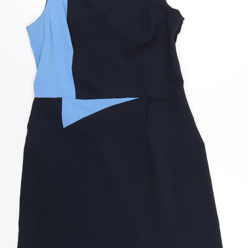 NEXT Womens Blue Polyester A-Line Size 14 Round Neck Zip