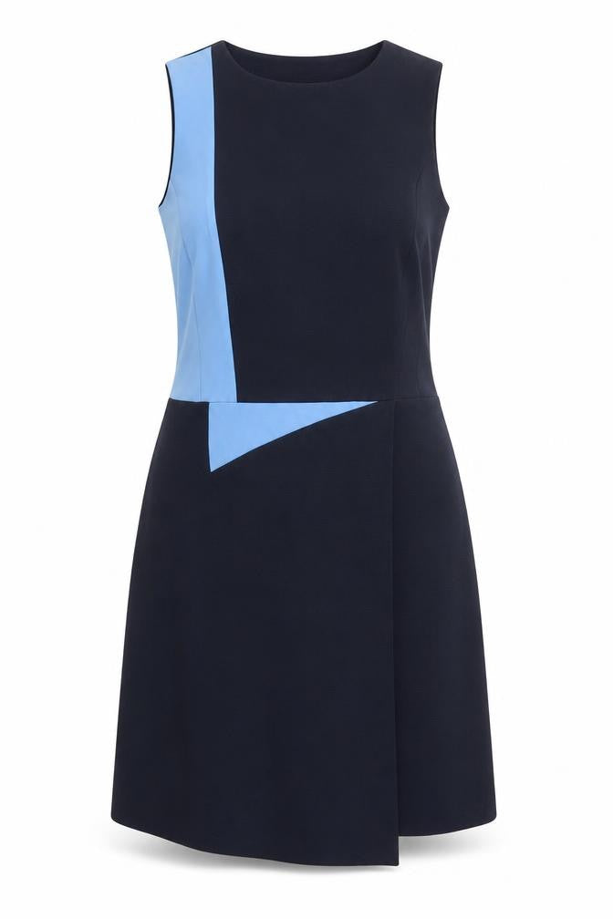 Next Womens Blue Polyester A-Line Size 14 Round Neck Zip