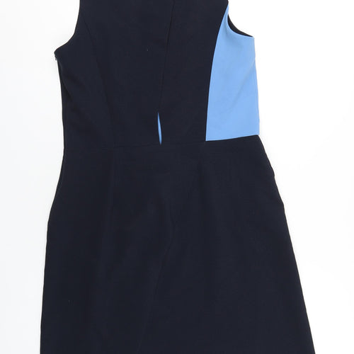 NEXT Womens Blue Polyester A-Line Size 14 Round Neck Zip