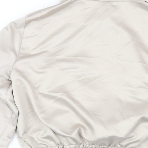 Topshop Womens Beige Polyester Cropped Button-Up Size 4 Collared