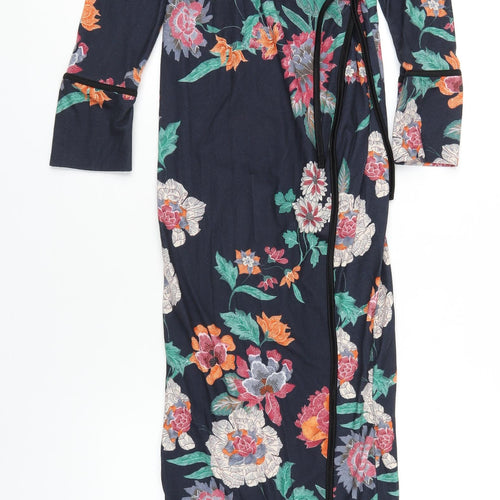 Boohoo Womens Multicoloured Floral Polyester Wrap Dress Size 8 V-Neck Tie