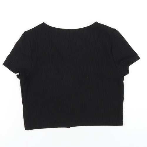 H&M Womens Black Polyester Basic T-Shirt Size M Scoop Neck