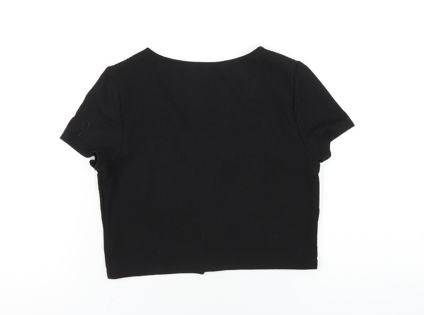 H&M Womens Black Polyester Basic T-Shirt Size M Scoop Neck