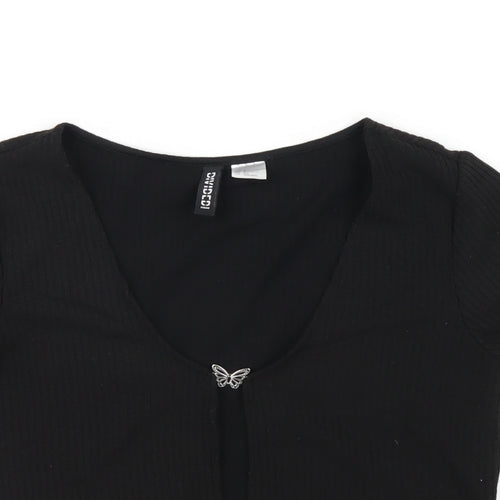 H&M Womens Black Polyester Basic T-Shirt Size M Scoop Neck