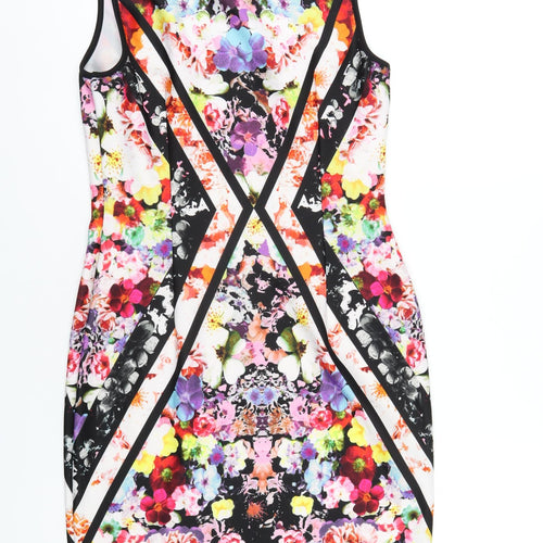 Spense Womens Multicoloured Floral Polyester Bodycon Size 8 V-Neck Pullover