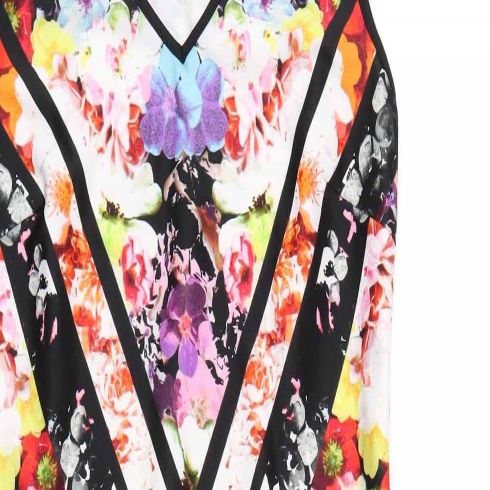 Spense Womens Multicoloured Floral Polyester Bodycon Size 8 V-Neck Pullover