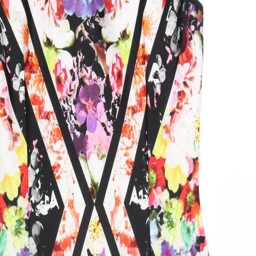 Spense Womens Multicoloured Floral Polyester Bodycon Size 8 V-Neck Pullover