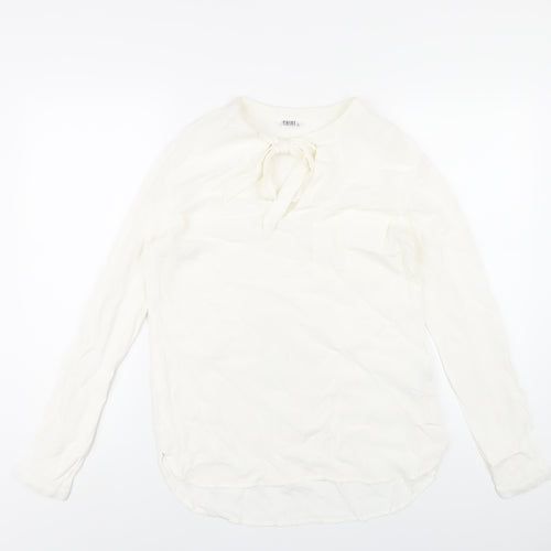 Saint Tropez Clothing Womens White Viscose Basic Blouse Size S Round Neck