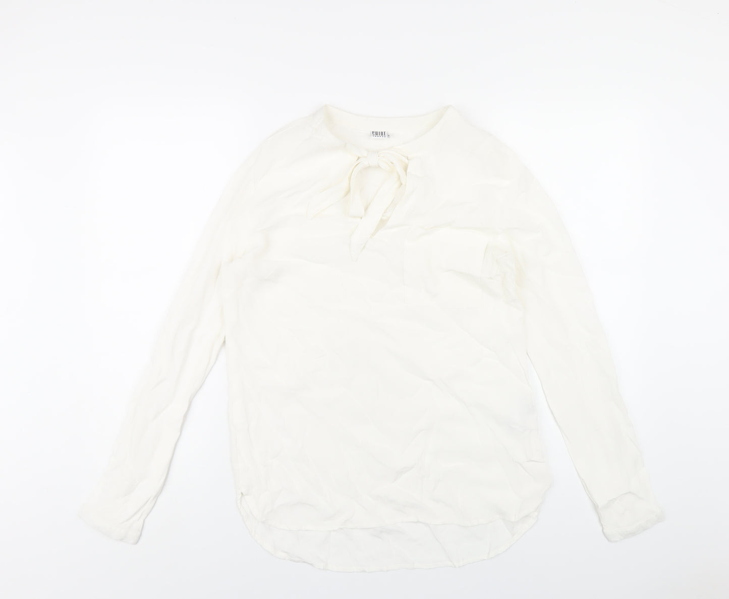 Saint Tropez Clothing Womens White Viscose Basic Blouse Size S Round Neck