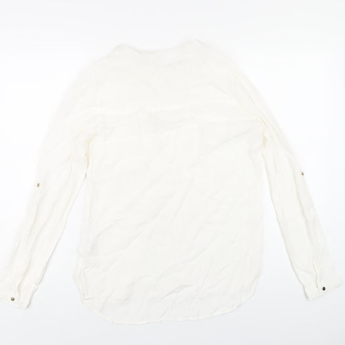 Saint Tropez Clothing Womens White Viscose Basic Blouse Size S Round Neck