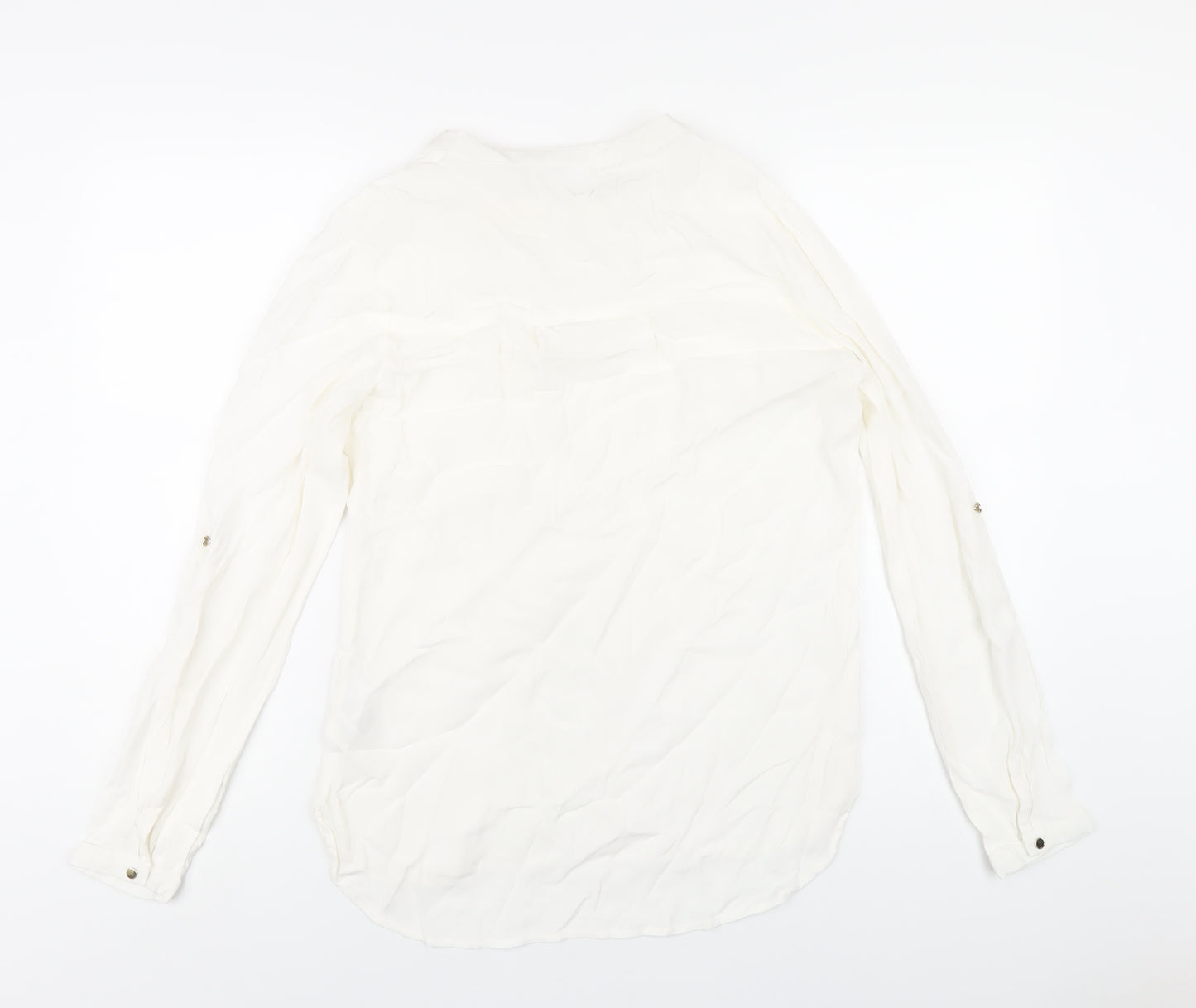 Saint Tropez Clothing Womens White Viscose Basic Blouse Size S Round Neck