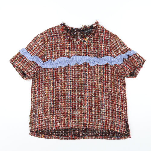 Zara Womens Multicoloured Cotton Basic T-Shirt Size M Round Neck