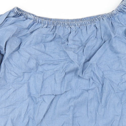 Zara Womens Blue Lyocell A-Line Size S Off the Shoulder Pullover