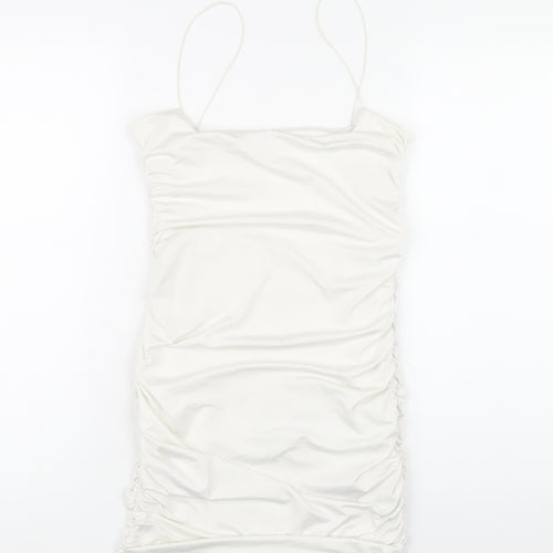 Oh Polly Womens White Polyester Bodycon Size 10 Round Neck Pullover
