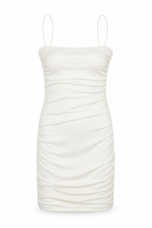 Front view of Oh Polly women’s white polyester bodycon, size UK 10, round neck pullover