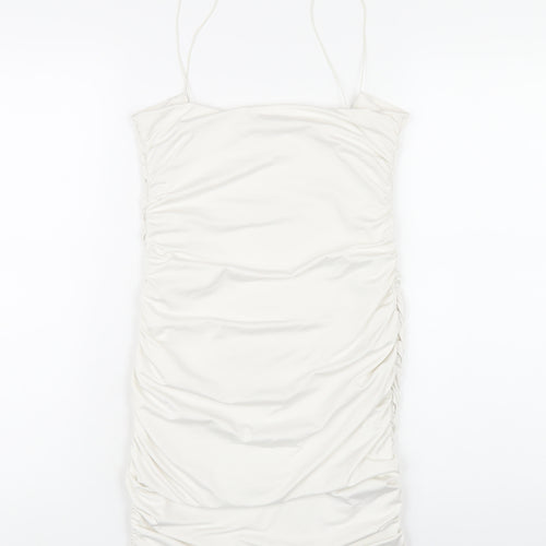 Oh Polly Womens White Polyester Bodycon Size 10 Round Neck Pullover