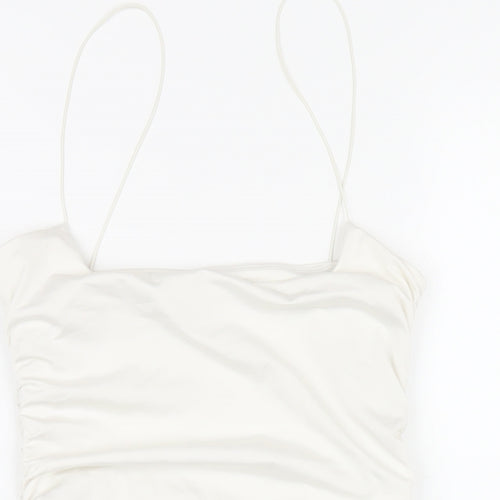 Oh Polly Womens White Polyester Bodycon Size 10 Round Neck Pullover