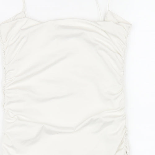 Oh Polly Womens White Polyester Bodycon Size 10 Round Neck Pullover