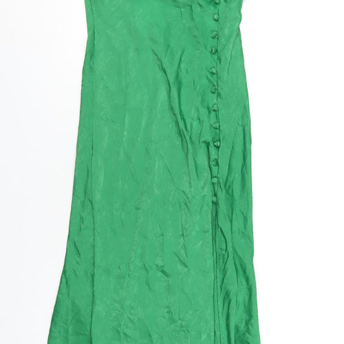 Zara Womens Green Polyester Ball Gown Size S V-Neck Pullover