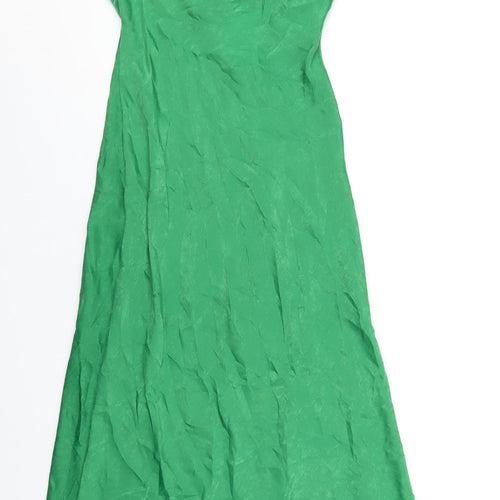 Zara Womens Green Polyester Ball Gown Size S V-Neck Pullover