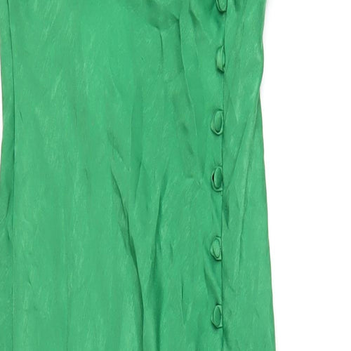 Zara Womens Green Polyester Ball Gown Size S V-Neck Pullover