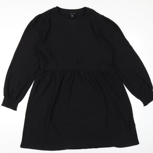 New Look Womens Black Polyester A-Line Size 12 Round Neck Pullover