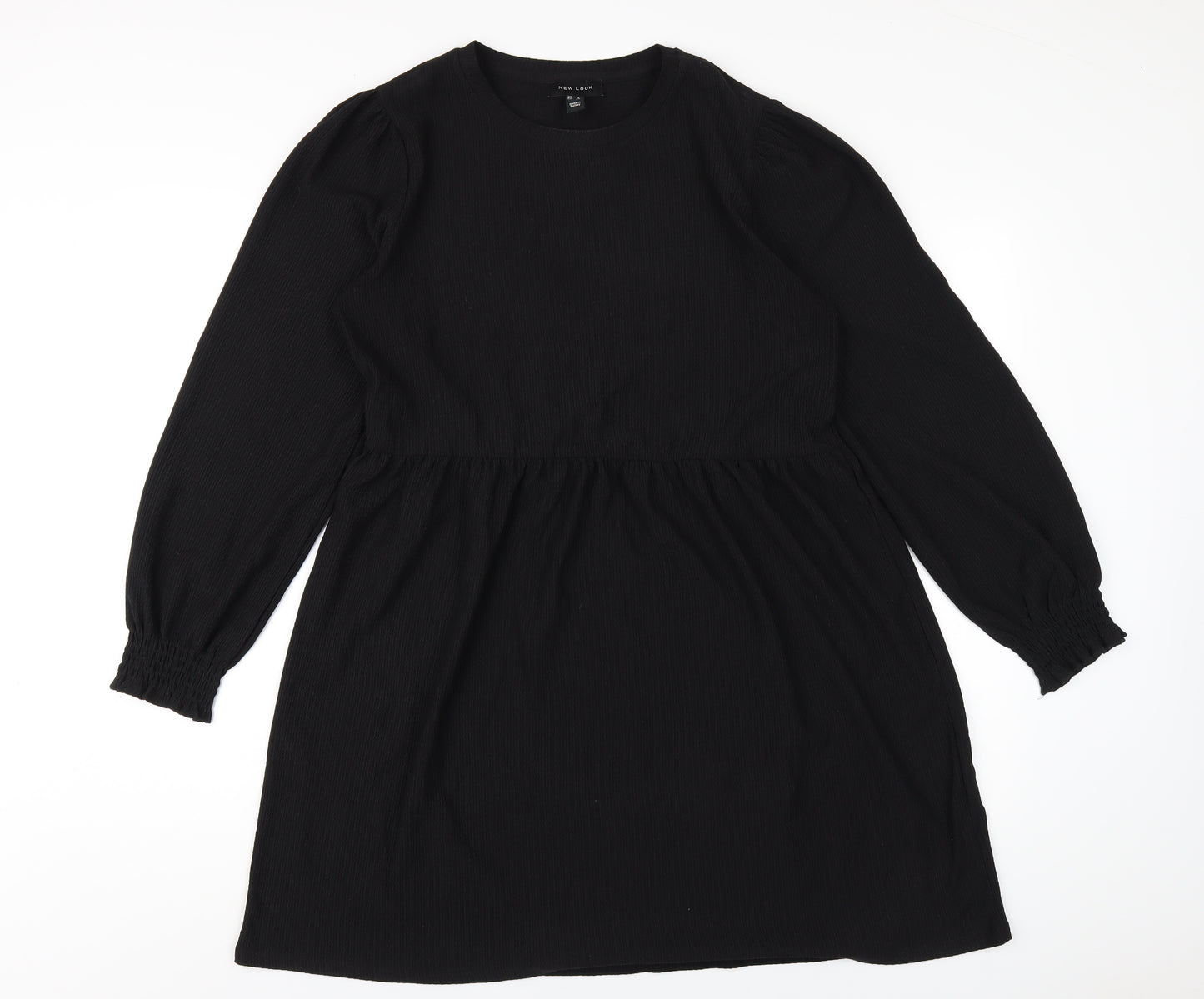 New Look Womens Black Polyester A-Line Size 12 Round Neck Pullover