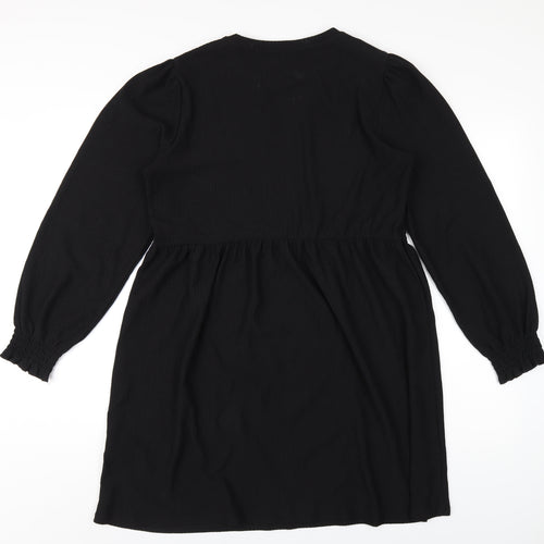New Look Womens Black Polyester A-Line Size 12 Round Neck Pullover