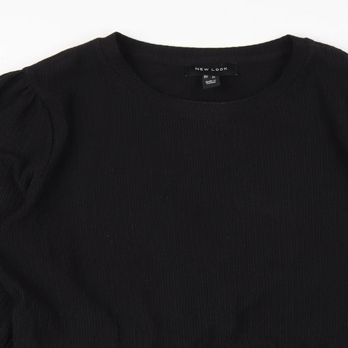 New Look Womens Black Polyester A-Line Size 12 Round Neck Pullover