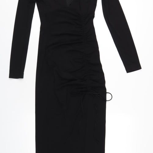 Zara Womens Black Polyester Maxi Size XS Round Neck Zip