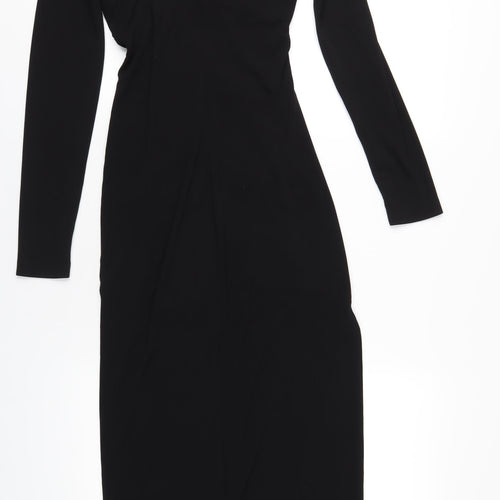 Zara Womens Black Polyester Maxi Size XS Round Neck Zip