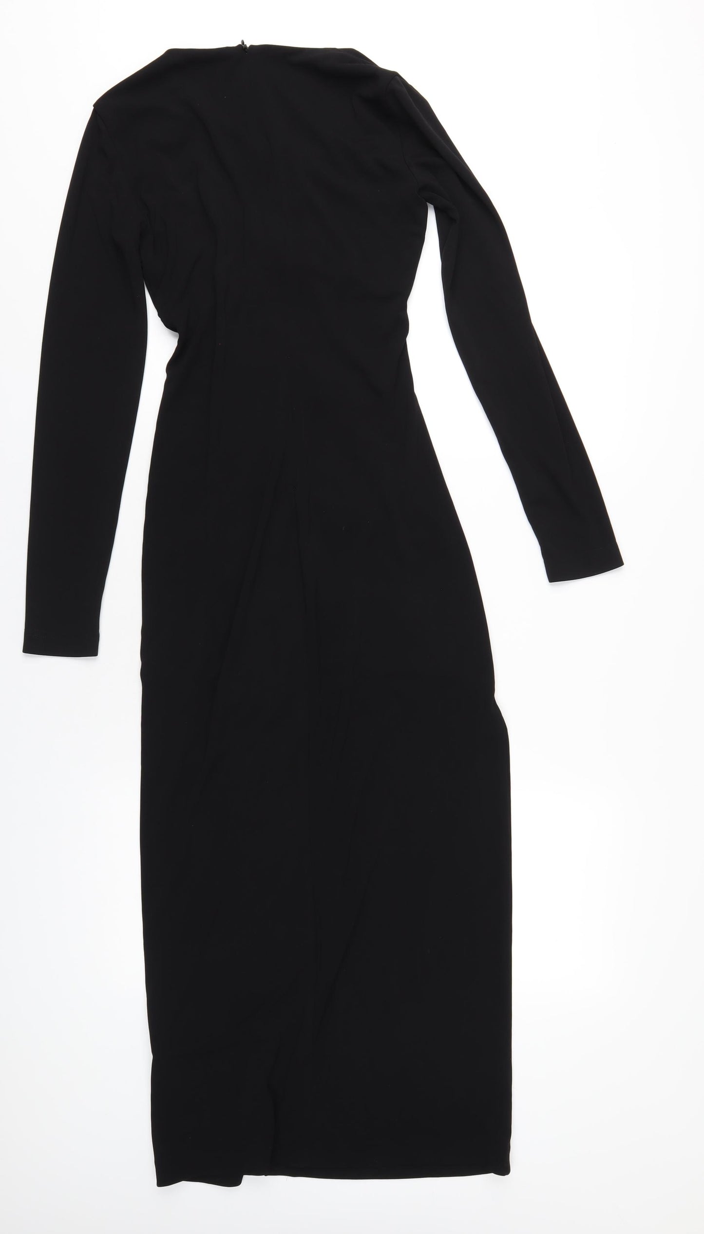 Zara Womens Black Polyester Maxi Size XS Round Neck Zip