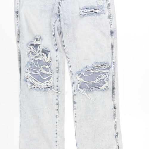 Queen Hearts Womens Blue Cotton Straight Jeans Size S L34 in Regular Zip