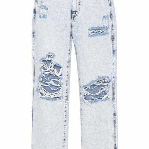 Queen Hearts Womens Blue Cotton Straight Jeans Size S L34 in Regular Zip
