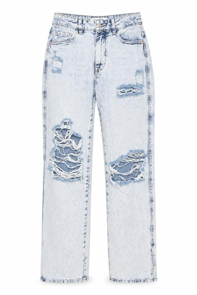 Queen Hearts Womens Blue Cotton Straight Jeans Size S L34 in Regular Zip