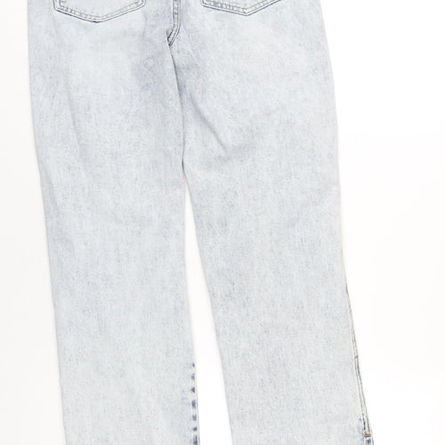 Queen Hearts Womens Blue Cotton Straight Jeans Size S L34 in Regular Zip