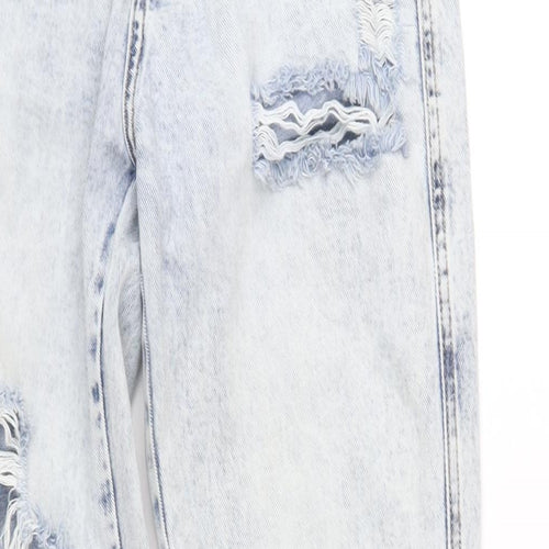 Queen Hearts Womens Blue Cotton Straight Jeans Size S L34 in Regular Zip