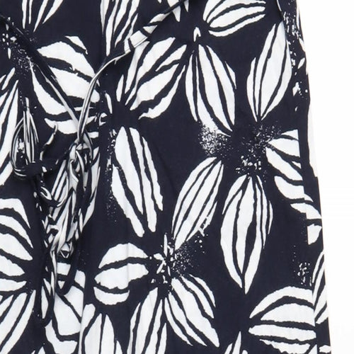 Debenhams Womens Blue Floral Cotton Tank Dress Size 14 Scoop Neck Pullover