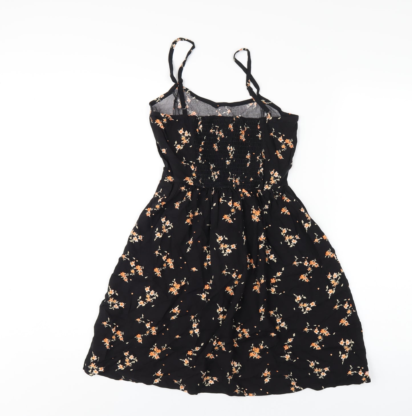 H&M Womens Black Floral Viscose A-Line Size 4 V-Neck Pullover