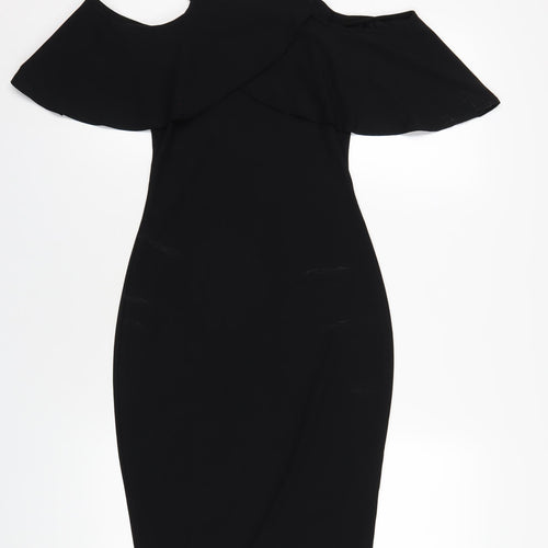 Boohoo Womens Black Polyester Bodycon Size 8 Square Neck Pullover