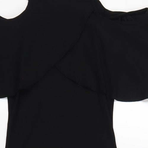 Boohoo Womens Black Polyester Bodycon Size 8 Square Neck Pullover