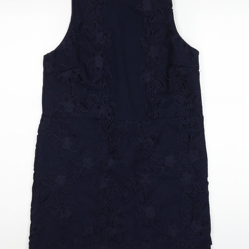 Warehouse Womens Blue Polyester A-Line Size 12 Round Neck Zip