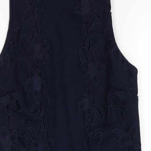 Warehouse Womens Blue Polyester A-Line Size 12 Round Neck Zip