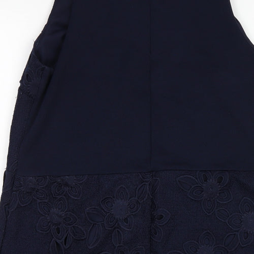 Warehouse Womens Blue Polyester A-Line Size 12 Round Neck Zip