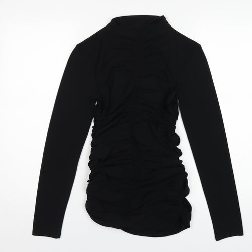 Zara Womens Black Polyester Mini Size M Mock Neck Pullover
